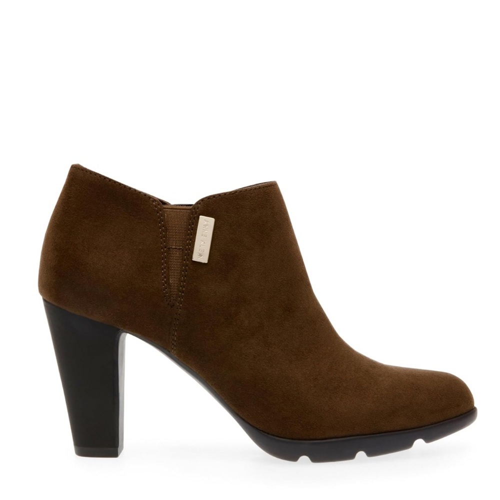 NEW Anne Klein XLAND brown heel zip ankle bootie women size 6.5